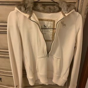 Abercrombie Faux Fur Quarter Zip Hoodie